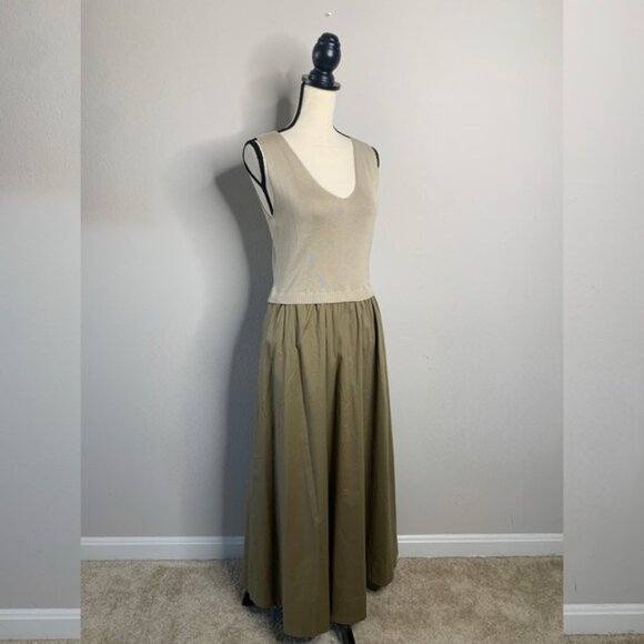 TAYLOR Olive Green Poplin Skirt Midi Dress - Picture 3 of 13